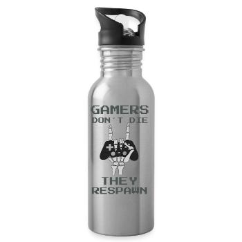 Games don´t die they respawn - Cooles Gamer Design - Trinkflasche mit integriertem Trinkhalm - Lightsilver - Rechts