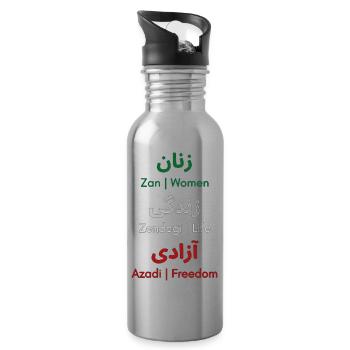 Révolution iranienne | Femme. Vie. Liberté - Gourde avec paille intégrée - argent clair - Droite