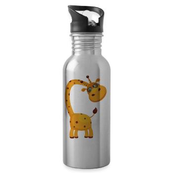 Idée cadeau girafe cool avec lunettes - Gourde avec paille intégrée - argent clair - Droite