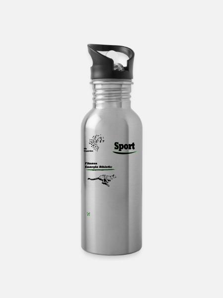 Sport - Trinkflasche mit integriertem Trinkhalm - Lightsilver