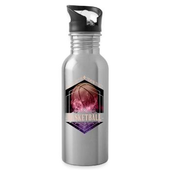 Basketball Basketballer Feuer Sport Spieler Fan - Trinkflasche mit integriertem Trinkhalm - Lightsilver - Rechts