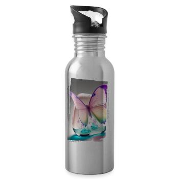 Melting butterfly - Water bottle with straw - silver - Right