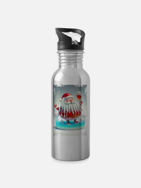 Père Noel en Gelée - Gourde avec paille intégrée - argent clair
