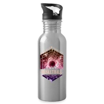 Basketball Basketballspieler Dunking Sport Spieler - Trinkflasche mit integriertem Trinkhalm - Lightsilver - Rechts