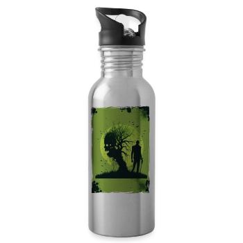 Zombie Illustration Minimalistisches Design - Trinkflasche mit integriertem Trinkhalm - Lightsilver - Rechts