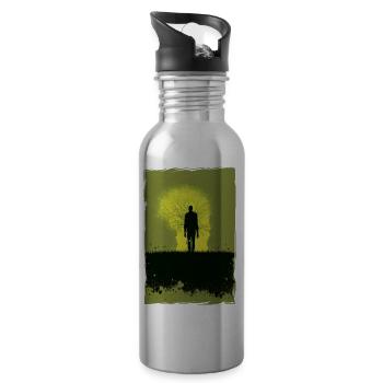 Zombie Illustration Minimalistisches Design - Trinkflasche mit integriertem Trinkhalm - Lightsilver - Rechts