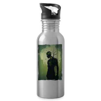 Zombie Illustration Minimalistisches Design - Trinkflasche mit integriertem Trinkhalm - Lightsilver - Rechts
