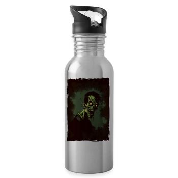 Zombie Illustration Minimalistisches Design - Trinkflasche mit integriertem Trinkhalm - Lightsilver - Rechts