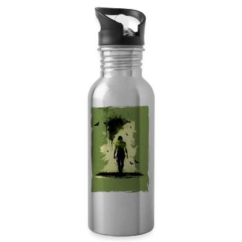 Zombie Illustration Minimalistisches Design - Trinkflasche mit integriertem Trinkhalm - Lightsilver - Rechts
