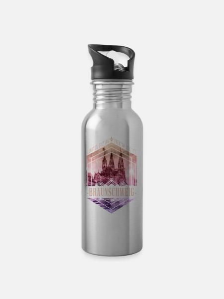 Braunschweig Deutschland Stadt Skyline Heimat - Trinkflasche mit integriertem Trinkhalm - Lightsilver