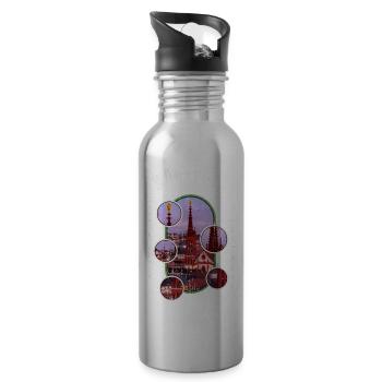 Würzburg Allemagne Ville Skyline Home Love - Gourde avec paille intégrée - argent clair - Droite