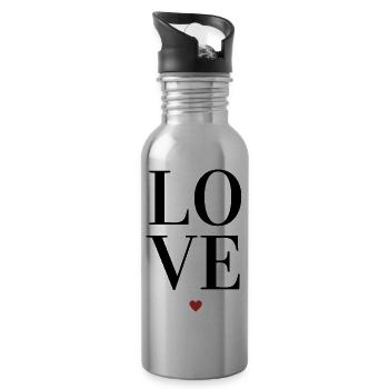 LOVE - Cadeau Saint Valentin couple idée originale - Gourde avec paille intégrée - argent clair - Droite