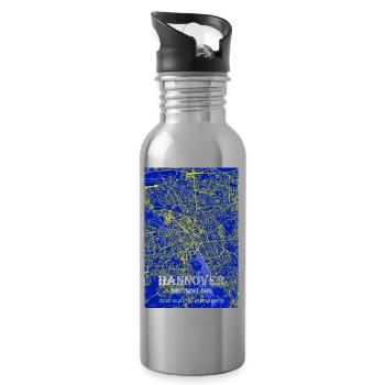 Nachtblaue moderne ästhetische Hannover - Trinkflasche mit integriertem Trinkhalm - Lightsilver - Rechts