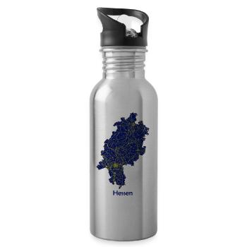 Karte Bundesland Hessen Straßenkarte - Trinkflasche mit integriertem Trinkhalm - Lightsilver - Rechts