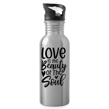 Love is the Beauty of the Soul - Water bottle with straw - silver - Right