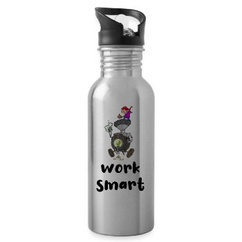 work smart - Trinkflasche mit integriertem Trinkhalm - Lightsilver - Rechts