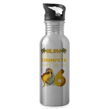 Dinosaur Children's Birthday - Water bottle with straw - silver - Right