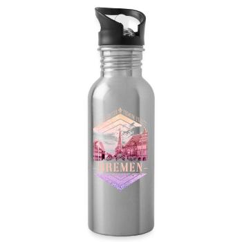 Brême Allemagne City Skyline Vintage Retro - Gourde avec paille intégrée - argent clair - Droite