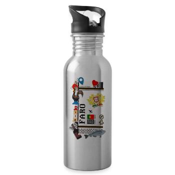 Boarding pass - boarding pass - Faro - plane ticket - Water bottle with straw - silver - Right