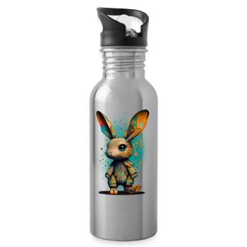 Buddy Bunny - Water bottle with straw - silver - Right