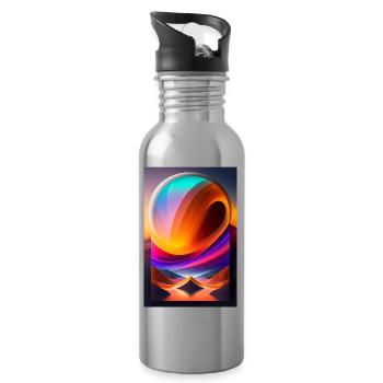 Bunte Kugel - Trinkflasche mit integriertem Trinkhalm - Lightsilver - Rechts
