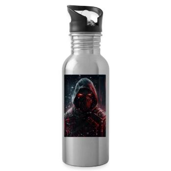 Neon Cyber Ninja Japan Ink Art Style#5 - Trinkflasche mit integriertem Trinkhalm - Lightsilver - Rechts