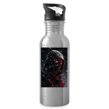 Neon Cyber Ninja Warrior #6 - Trinkflasche mit integriertem Trinkhalm - Lightsilver - Rechts