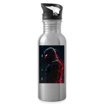 Neon Cyber Future Warrior #7 - Trinkflasche mit integriertem Trinkhalm - Lightsilver - Rechts