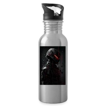 Neon Cyber Future Warrior #1 - Trinkflasche mit integriertem Trinkhalm - Lightsilver - Rechts