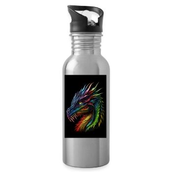 dragon arc en ciel - Gourde avec paille intégrée - argent clair - Droite