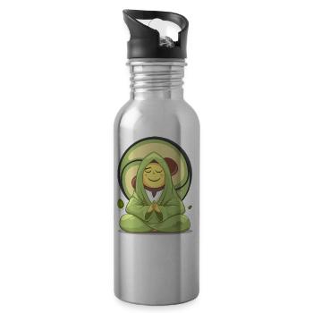Avocado Karmacado Vegan Meditation Namaste - Trinkflasche mit integriertem Trinkhalm - Lightsilver - Rechts