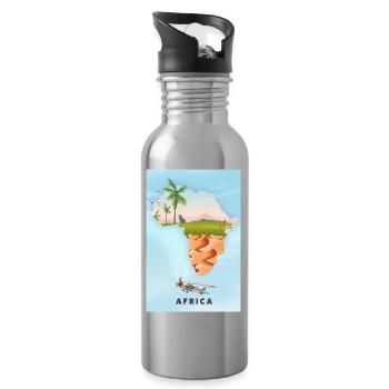 Karte von Afrika - Trinkflasche mit integriertem Trinkhalm - Lightsilver - Rechts