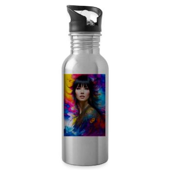 Colorful Beauty 2 - Water bottle with straw - silver - Right