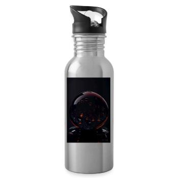 Blasen in einer Blase rot 2 - Trinkflasche mit integriertem Trinkhalm - Lightsilver - Rechts