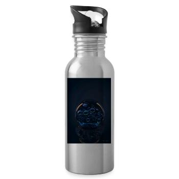 Blasen in einer Blase blau 1 - Trinkflasche mit integriertem Trinkhalm - Lightsilver - Rechts