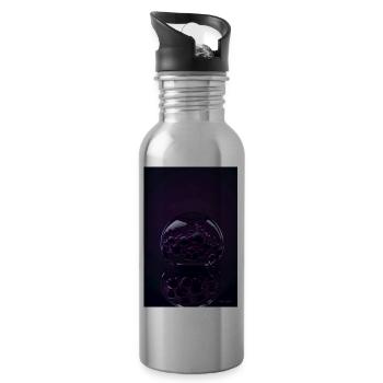 Blasen in einer Blase magenta 1 - Trinkflasche mit integriertem Trinkhalm - Lightsilver - Rechts
