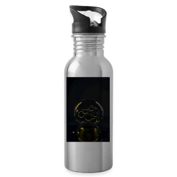 Bulles dans un blister jaune 1 - Gourde avec paille intégrée - argent clair - Droite