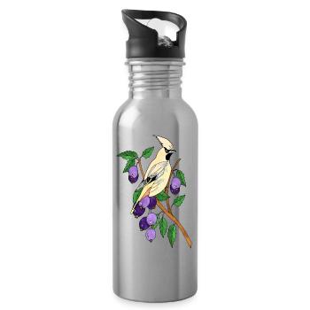 Colorful bird - Water bottle with straw - silver - Right