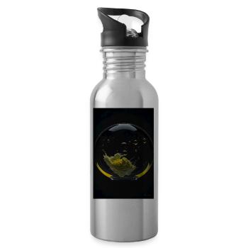 Nuages dans une bulle jaune 3 - Gourde avec paille intégrée - argent clair - Droite