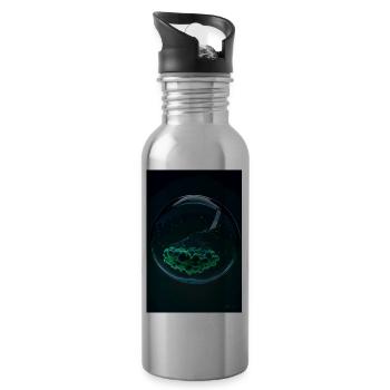 Nuages dans une bulle verte 3 - Gourde avec paille intégrée - argent clair - Droite