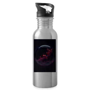 Nuages dans une bulle rouge 3 - Gourde avec paille intégrée - argent clair - Droite