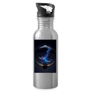 Wolken in einer Blase plasma 1 - Trinkflasche mit integriertem Trinkhalm - Lightsilver - Rechts