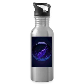 Clouds in a bubble purple2 - Water bottle with straw - silver - Right
