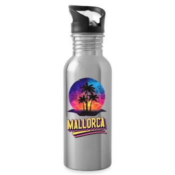 Mallorca Spanien Insel Sommer Palmen Strand Party - Trinkflasche mit integriertem Trinkhalm - Lightsilver - Rechts
