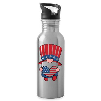 amerikanischer Zwerg - Trinkflasche mit integriertem Trinkhalm - Lightsilver - Rechts