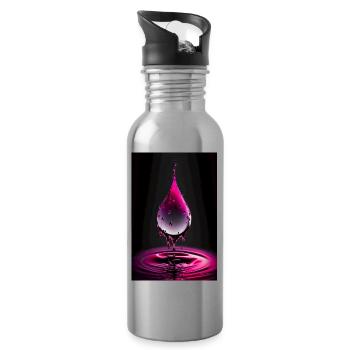 Tropfen magenta 4 - Trinkflasche mit integriertem Trinkhalm - Lightsilver - Rechts