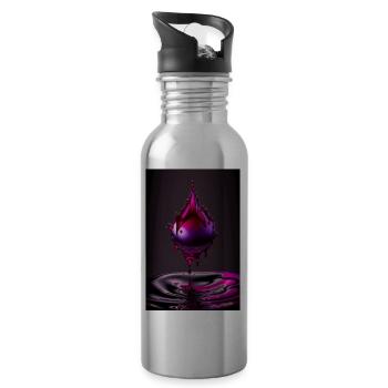 Tropfen magenta 2 - Trinkflasche mit integriertem Trinkhalm - Lightsilver - Rechts