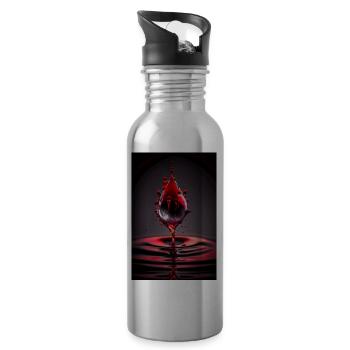 Gouttes rouges 2 - Gourde avec paille intégrée - argent clair - Droite