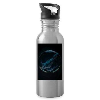 Kaos dans une bulle cyan 2 - Gourde avec paille intégrée - argent clair - Droite