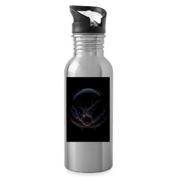 Kaos in einer Blase feuer 4 - Trinkflasche mit integriertem Trinkhalm - Lightsilver - Rechts